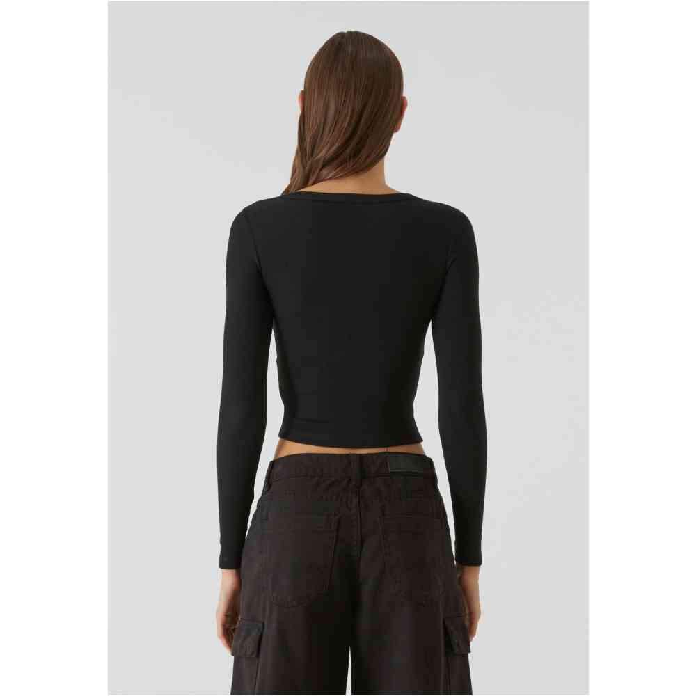 Urban Classics - Organic Rib Jersey Wide Neck Crop top - Black